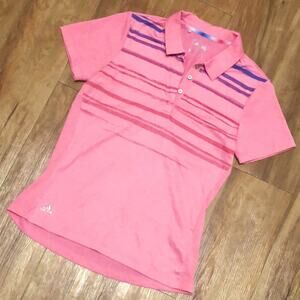 Adidas Pink, Purple, and Blue Striped Collared Button Down Polo Size XS